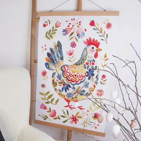 Látkový plakát na zeď Slepice