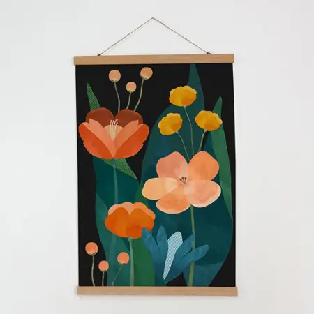 Látkový plakát na zeď Jaro kvete tmava