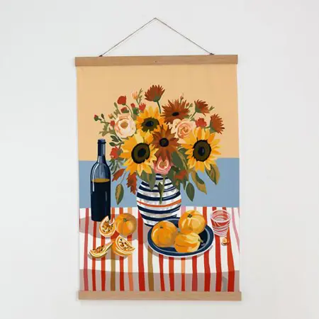 Látkový plakát na zeď Slunečnice na stole