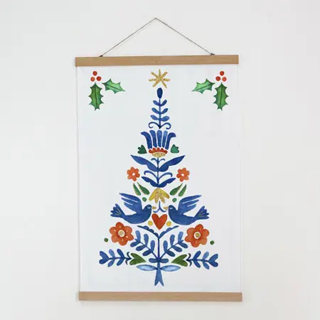 Látkový plakát na zeď kreativní vánoční stromeček 