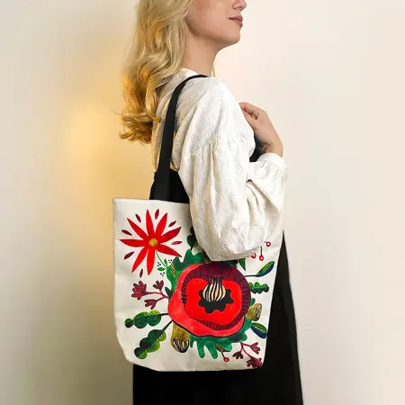 Textilní taška Tenderness Mák – stylový shopper na zip