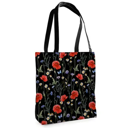 Textilní taška Tenderness Vlčí máky, sedmikrásky a chrpy– stylový shopper na zip