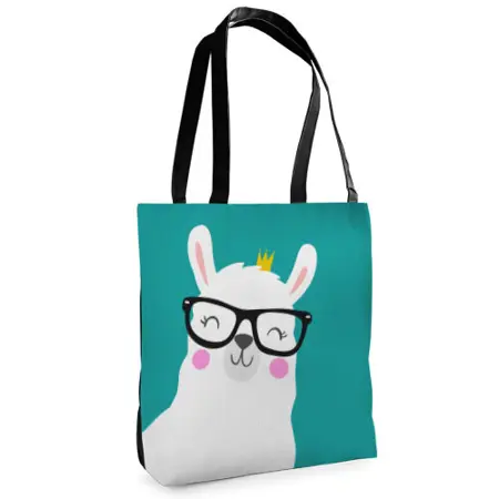 Textilní taška Tenderness Lama s brýlemi – stylový shopper na zip