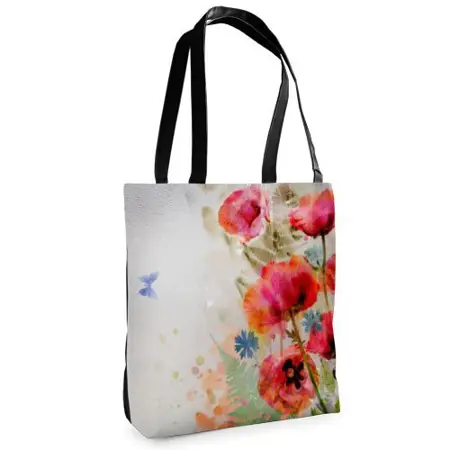 Textilní taška Tenderness Malovaný červený mák – stylový shopper na zip