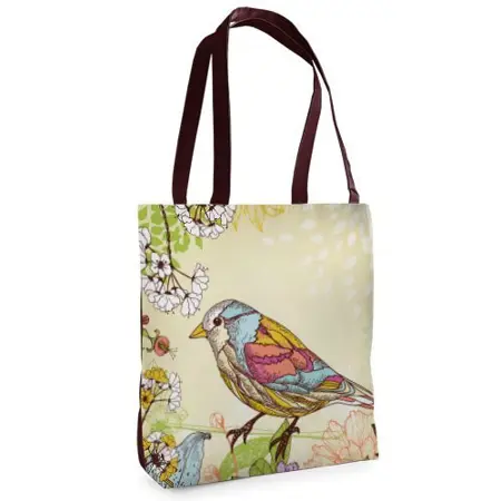 Textilní taška Tenderness Pták na větvi – stylový shopper na zip