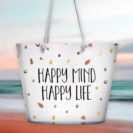 Plážová taška Malibu  Happy mind happy life
