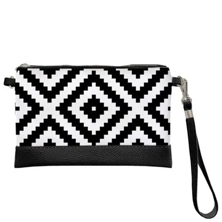Malá kabelka přes rameno Černobílý geometrický kosočtverec