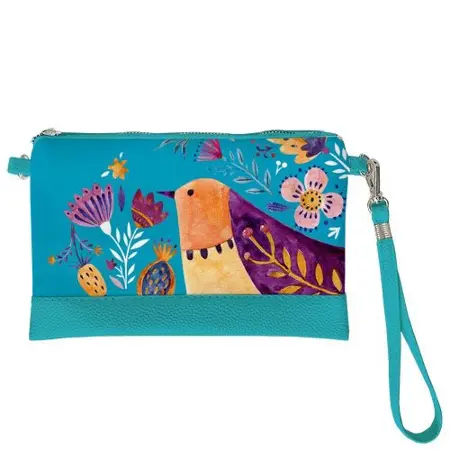 Malá kabelka přes rameno Pták na modrém pozadí