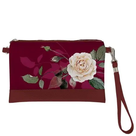 Malá kabelka přes rameno Růže na vínovém pozadí
