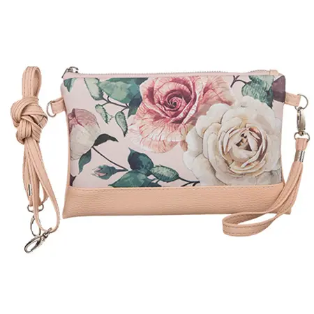 Malá kabelka přes rameno Růže na pudrovém pozadí