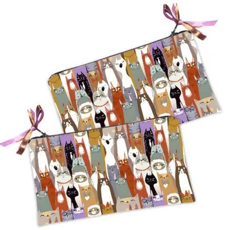 Kosmetická taška MINI – malá látková taštička s potiskem kočky