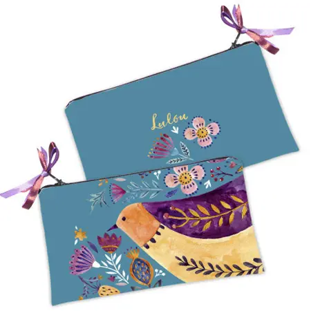 Kosmetická taška MINI – malá látková taštička s potiskem Ptáček