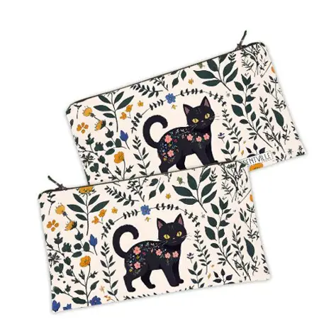 Kosmetická taška MINI – malá látková taštička s potiskem Černé kotě