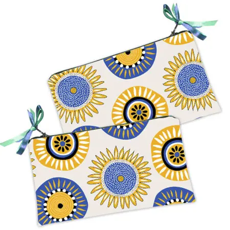 Kosmetická taška MINI – malá látková taštička s potiskem Slunečnice