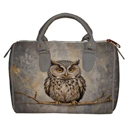 Dámská kabelka Barrel – textilní potisk Sova