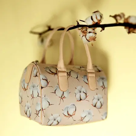 Dámská kabelka Barrel – textilní potisk Bavlna