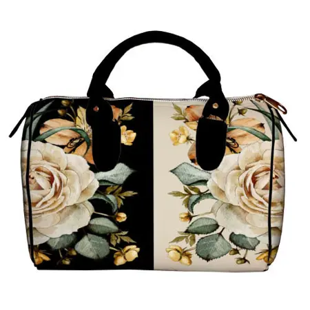 Dámská kabelka Barrel – textilní potisk Zrcadlové květiny 