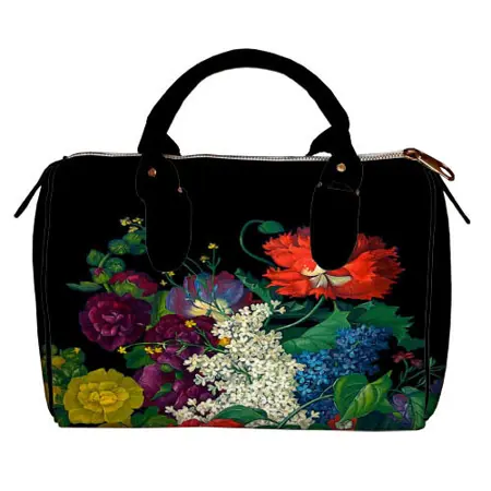 Dámská kabelka Barrel – textilní potisk Jasné květiny