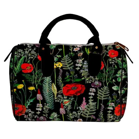 Dámská kabelka Barrel – textilní potisk máky