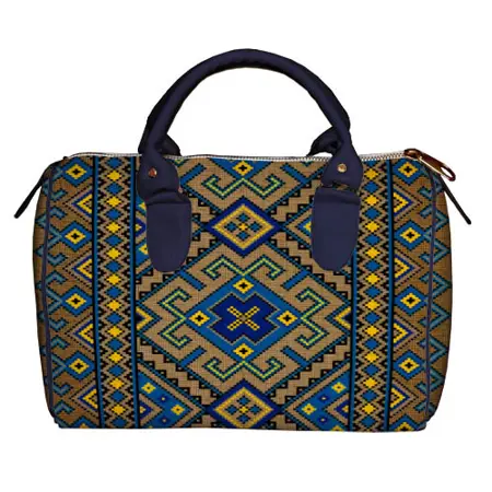 Dámská kabelka Barrel – textilní potisk ornament 