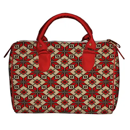 Dámská kabelka Barrel – textilní potisk lidový vzor