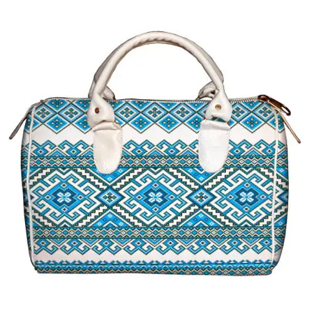 Dámská kabelka Barrel – textilní potisk lidový vzor