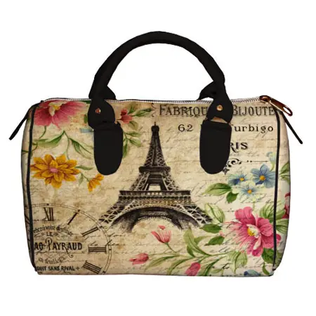 Dámská kabelka Barrel – textilní potisk Paříž