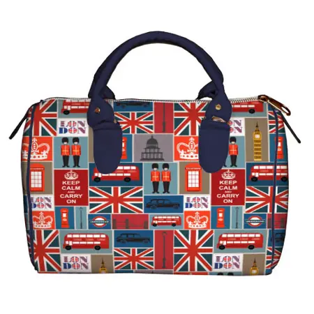 Dámská kabelka Barrel – textilní potisk Anglie 