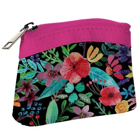 Dětská peněženka KID Květiny na černém pozadí 
