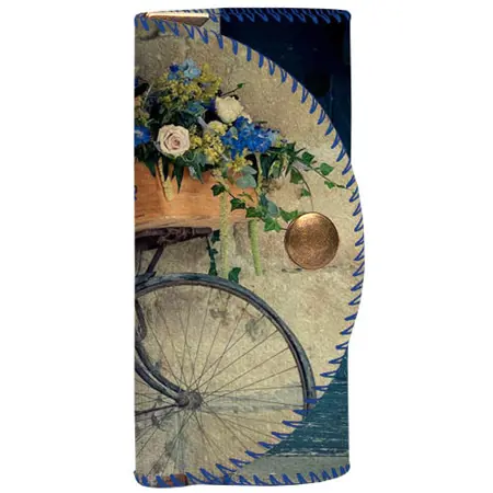 Klíčenka do kabelky – barevná kapsička na klíče s karabinkami Kolo s květinami