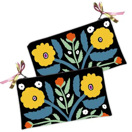 Kosmetická taška MINI – malá látková taštička s potiskem Květiny. Akvarel.