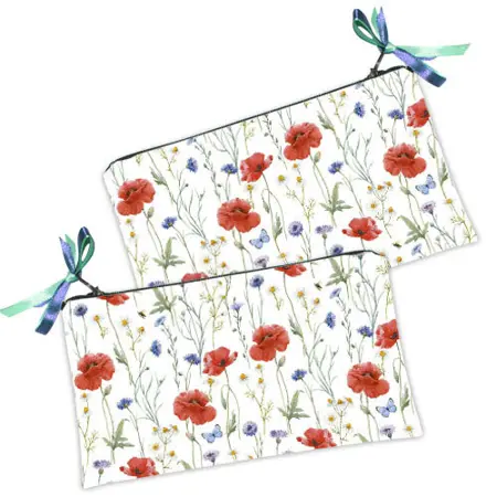 Kosmetická taška MINI – malá látková taštička s potiskem  Vlčí máky