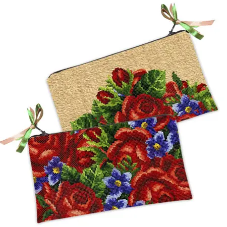 Kosmetická taška MINI – malá látková taštička s potiskem  Růže