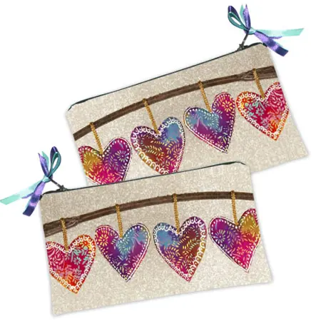 Kosmetická taška MINI – malá látková taštička s potiskem Srdíčka na větvi