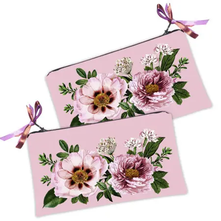 Kosmetická taška MINI – malá látková taštička s potiskem květiny