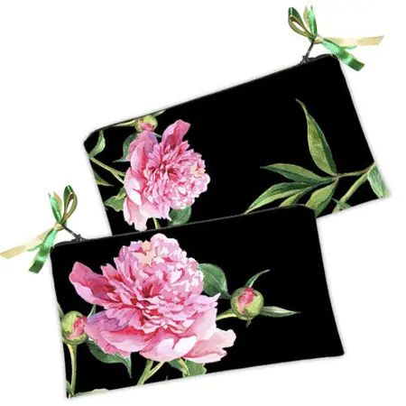 Kosmetická taška MINI – malá látková taštička s potiskem Pivoňky