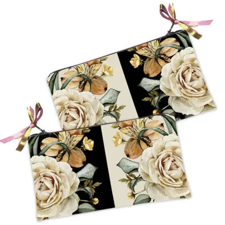 Kosmetická taška MINI – malá látková taštička s potiskem květinové zrcátko