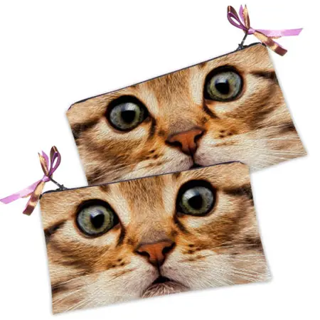 Kosmetická taška MINI – malá látková taštička s potiskem Červená kočka