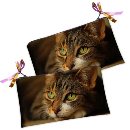 Kosmetická taška MINI – malá látková taštička s potiskem Smutná kočka