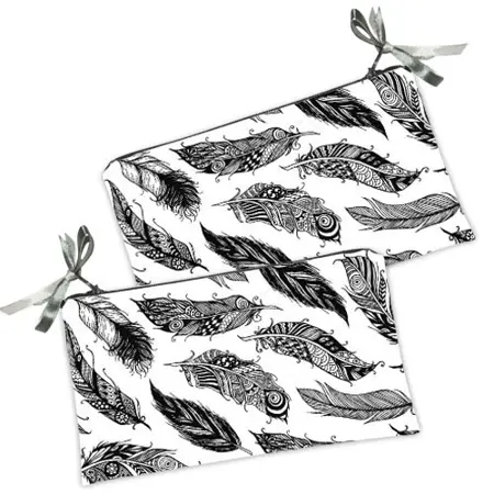 Kosmetická taška MINI – malá látková taštička s potiskem peří 