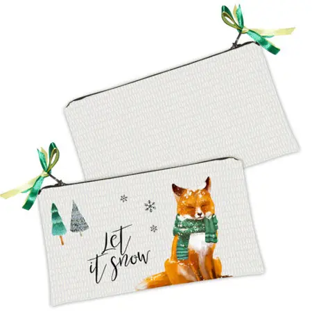 Kosmetická taška MINI – malá látková taštička s potiskem Let it snow