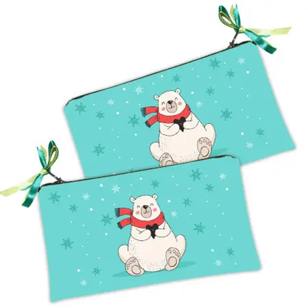 Kosmetická taška MINI – malá látková taštička s potiskem Ledni medvěd