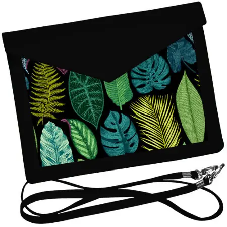 Dámský klutch konvert – elegantní sametová kabelka s potiskem Listové spojky