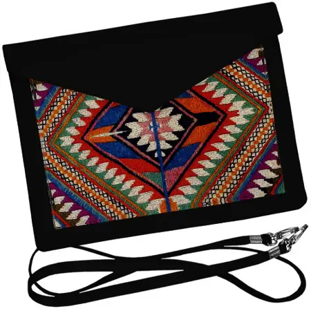 Dámský klutch konvert – elegantní sametová kabelka s potiskem Ethno