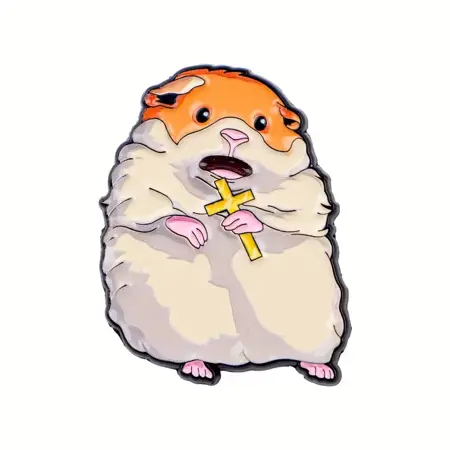 Smaltovaný pin – křeček s křížkem