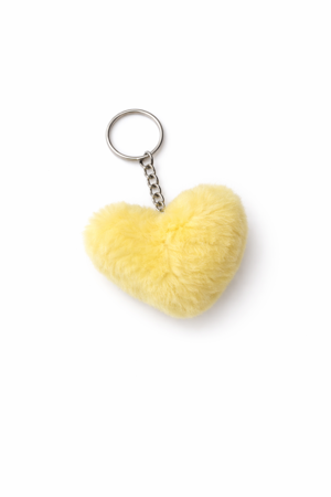 Klíčenka chlupaté srdíčko – umělá kožešina, 6 cm žlutá