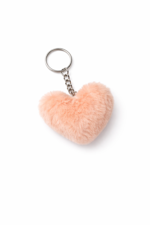 Klíčenka chlupaté srdíčko – umělá kožešina, 6 cm meruňková