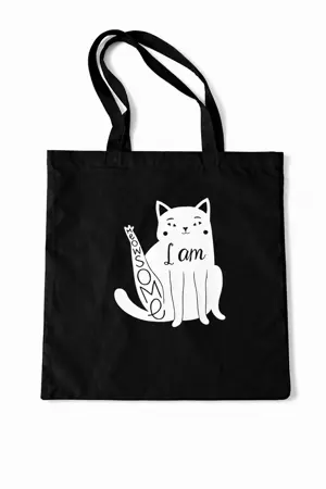 Bavlněná taška s dlouhým uchem 38 × 42 cm – černá Meosome