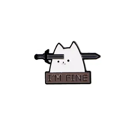 Pin – "i'm fine"  Bílá kočka
