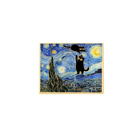 Pin – "van gogh hvězdná noc"  Černá kočka 